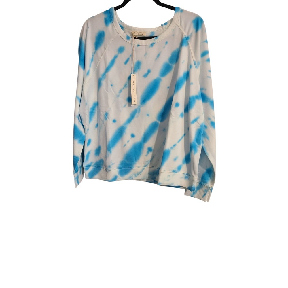 NWT Love Stitch sweatshirt‎ Medium White/Blue